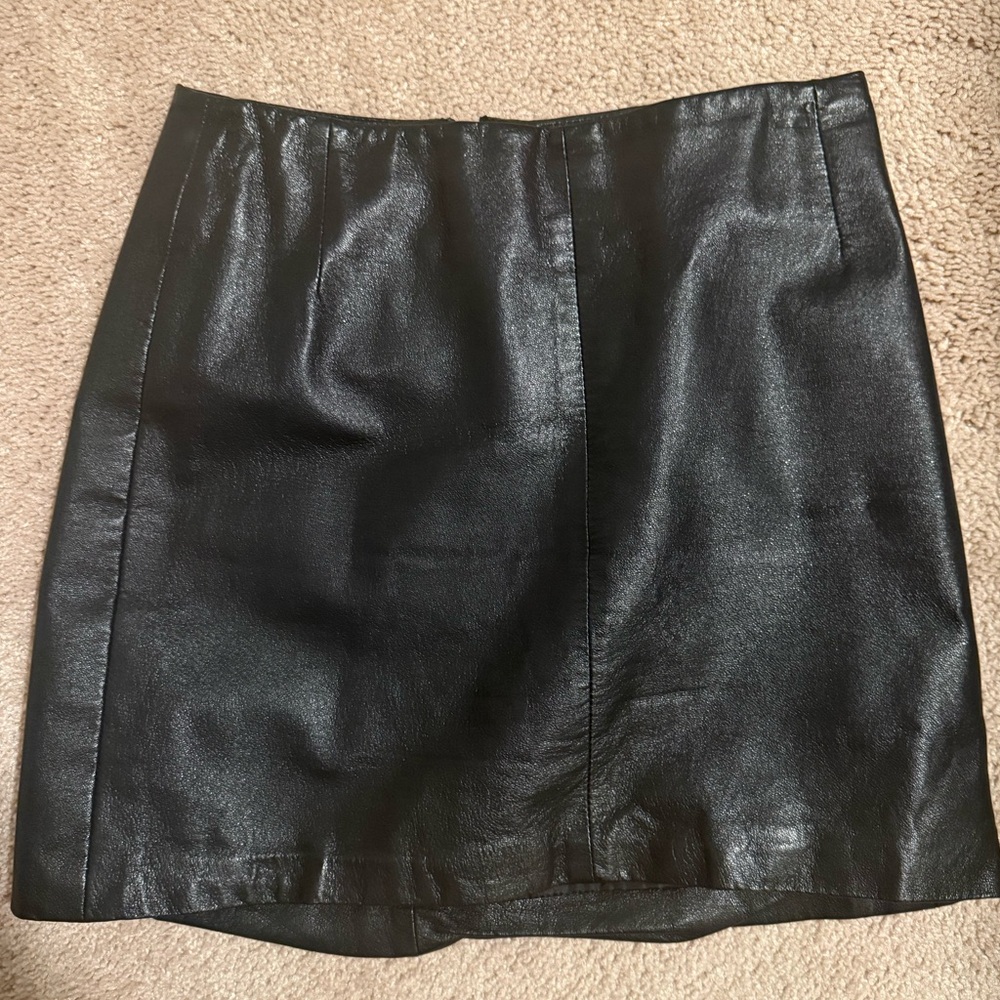 BB Dakota Black Leather Pencil Skirt